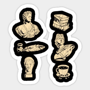 Books, coffee and statues - Dark Academia Sticker